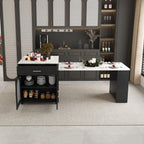 Expandable Kitchen Island with Power Outlet & Storage.