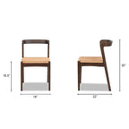 Capri Woven Seat Oak Wood Dining Chair Dark Brown Red Oak.
