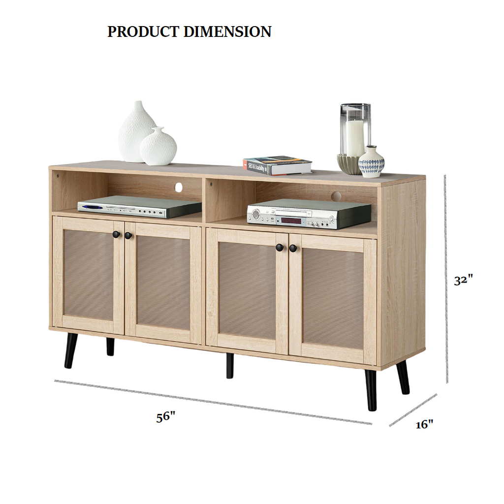 Mid-Century Modern TV Stand with Round Knobs.