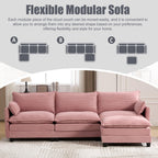 Oversized Modular Sectional Sofa with Movable Ottoman.
