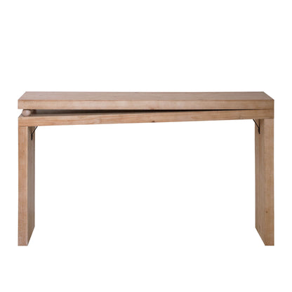 Slim Natural Wood Console Table – 52.6' Narrow Entryway Table with Bead Detail