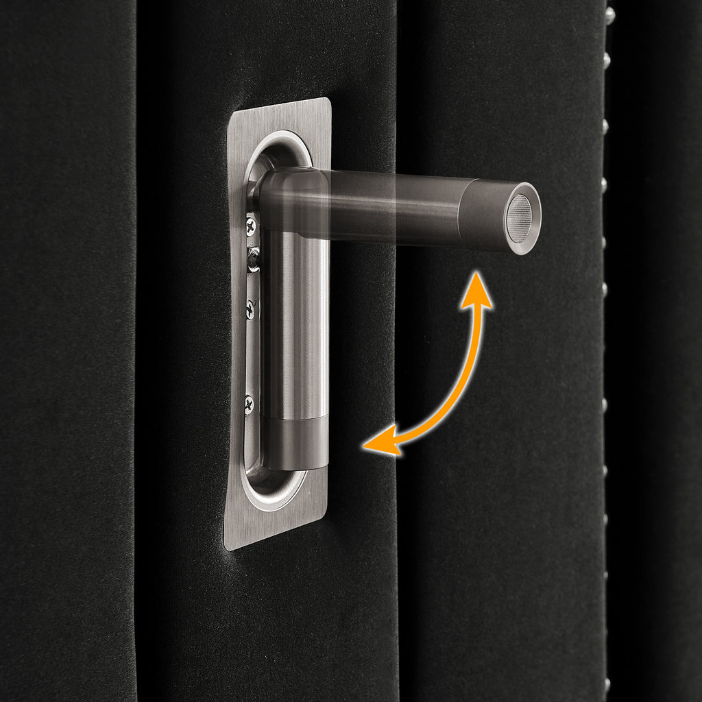 Adjustable reading light on velvet headboard of queen bed frame, offering flexible lighting for nighttime reading.