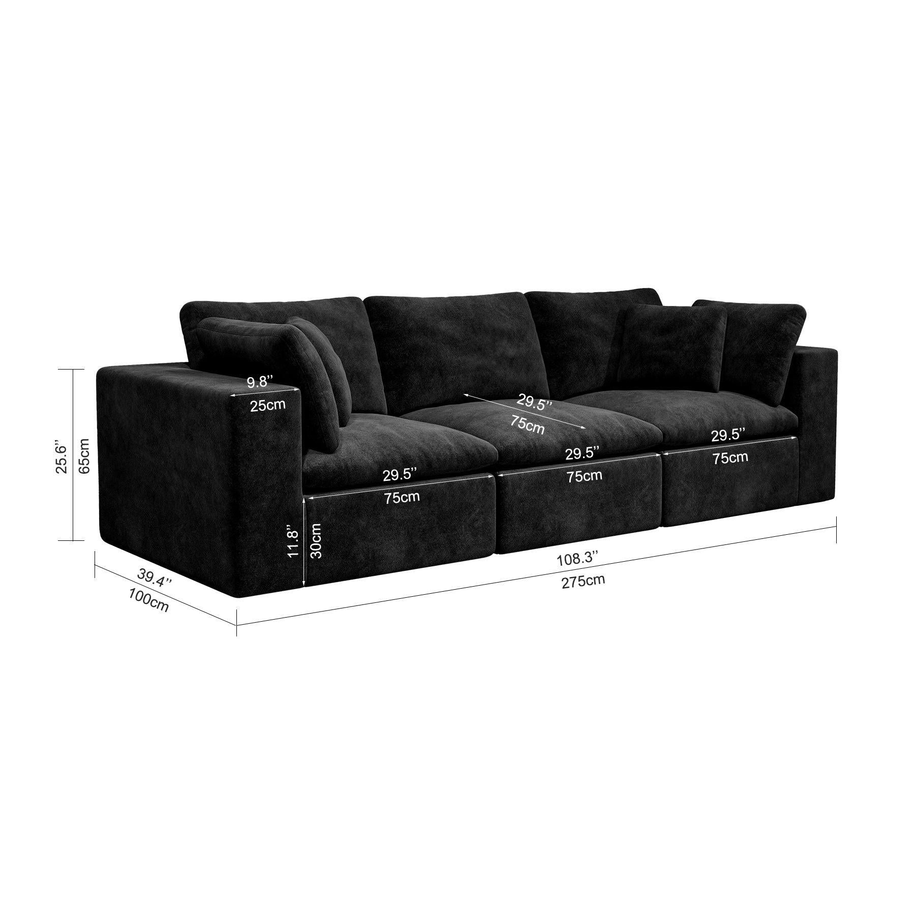 Modular Sectional Sofa in Black - No Assembly Required.