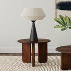 Columbo Brown Round End Table - Solid Mango Wood.