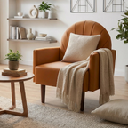 Shell-Shaped Armchair with PU Leather Upholstery.