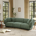 Curved 3-Seater Sofa in Green - Comfortable Seating & Modern Design.