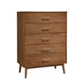 Walnut Chest of Drawers - 5-Drawer Solid Wood Storage.