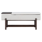 TREXM Farmhouse Upholstered Storage Bench with Hidden Compartment, Modern Entryway Bench for Living Room, Entryway, and Hallways (Espresso)