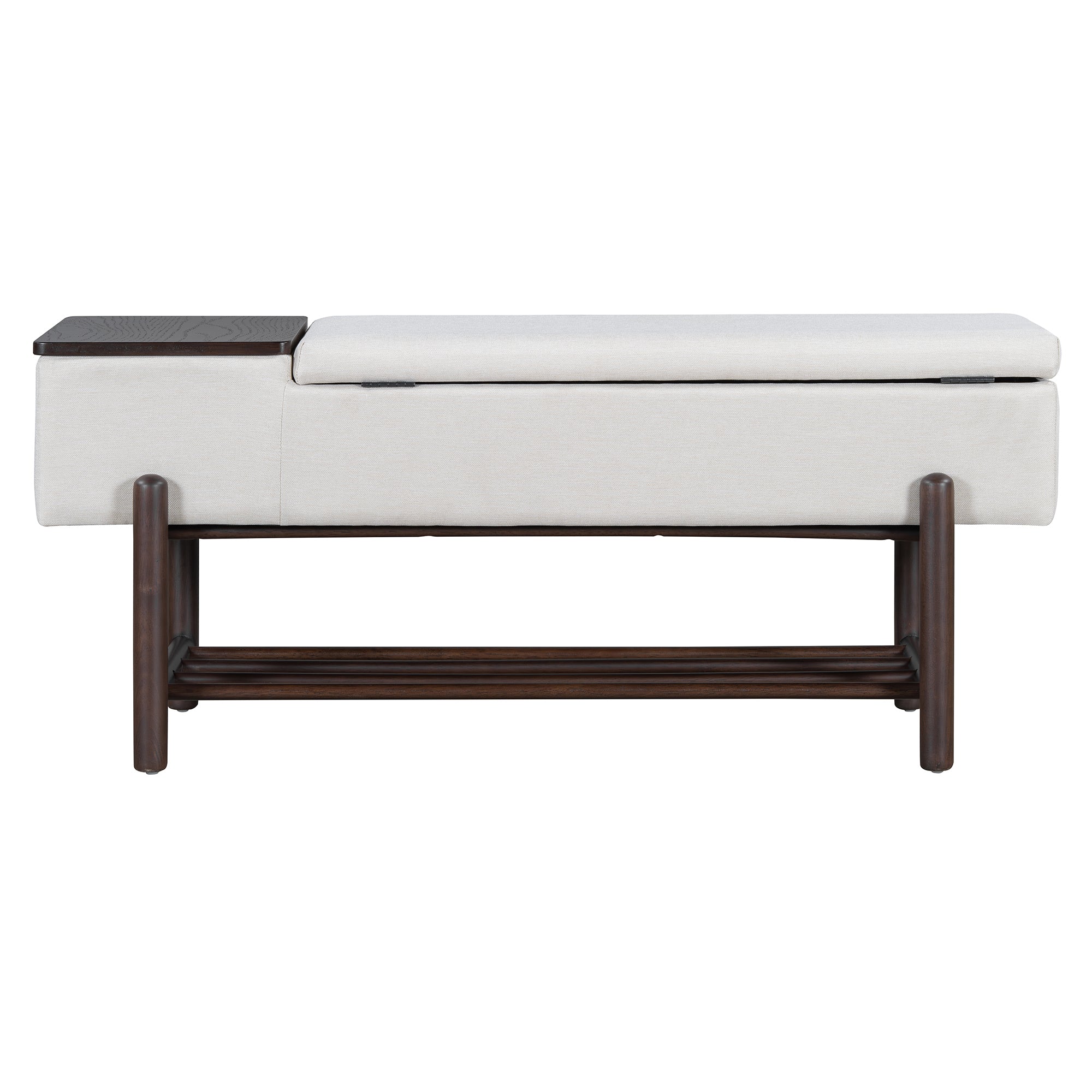 TREXM Farmhouse Upholstered Storage Bench with Hidden Compartment, Modern Entryway Bench for Living Room, Entryway, and Hallways (Espresso)