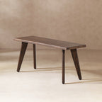 Dark brown Capri 41.5' solid red oak wood bench shown in neutral setting. Sleek profile complements entryways or dining areas.