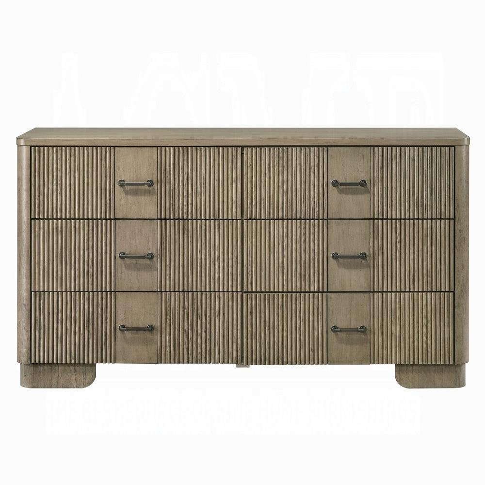 Rustic Oak Bedroom Dresser with 6 Storage Drawers.