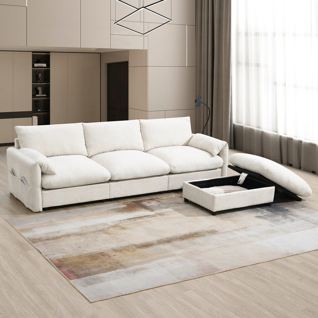 Versatile L-Shaped Sectional Sofa with Storage Ottoman.