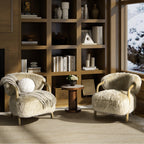 Becker 33' Sheepskin Accent Arm Chair in Taupe Beige.