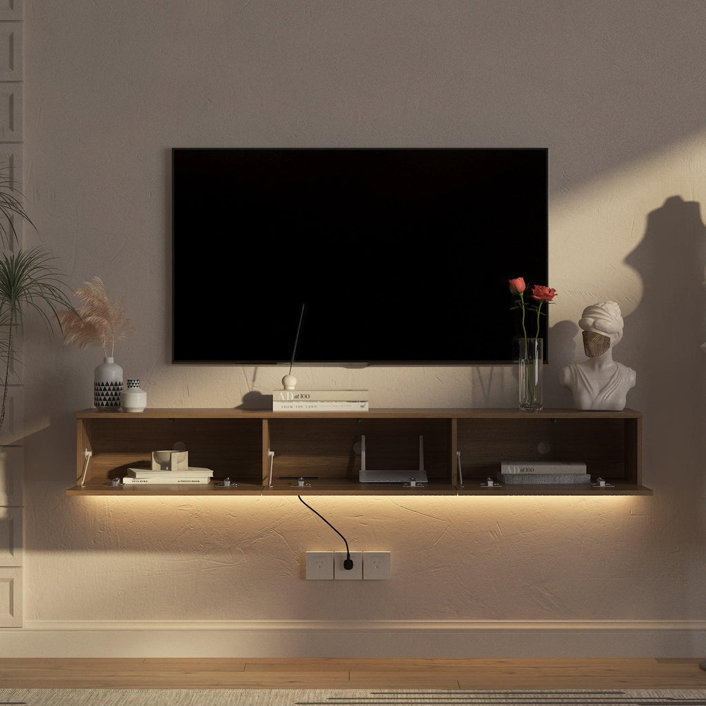 LED Floating TV Stand Wall Mounted for 55-65 Inch TVs.