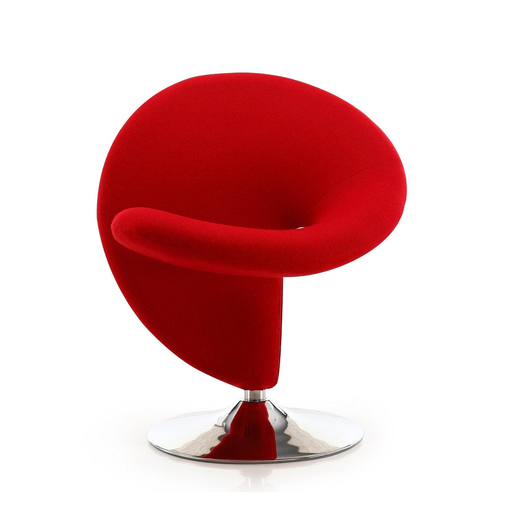 Curl Wool Blend Swivel Lounge Chair in Red.