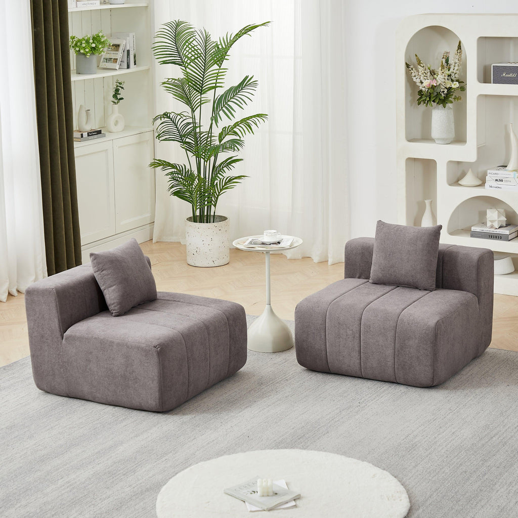 Modular Chenille Sofa Sectional with 2 Pillows.