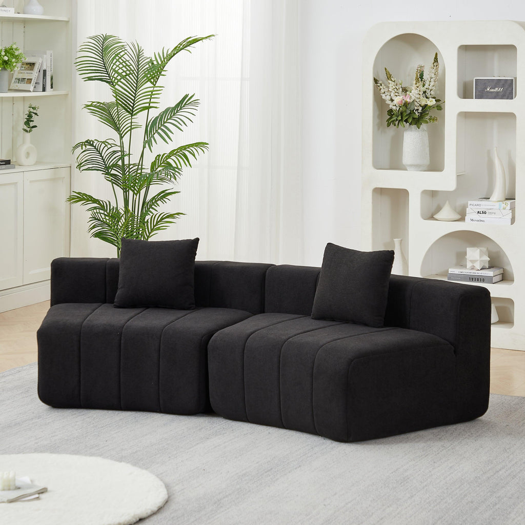 Chenille Curved Sectional Sofa with Pillows for Comfort.