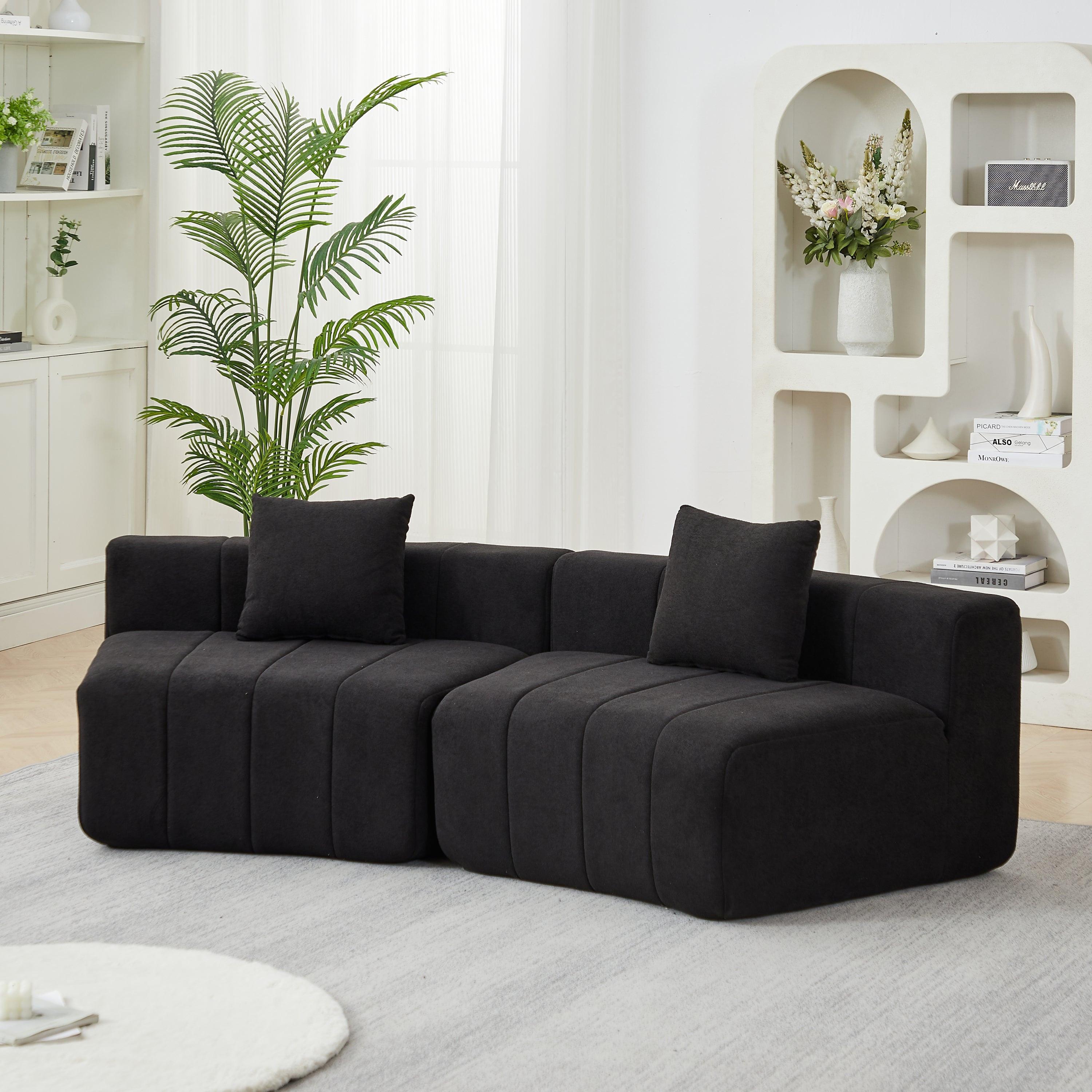 Chenille Curved Sectional Sofa with Pillows for Comfort.