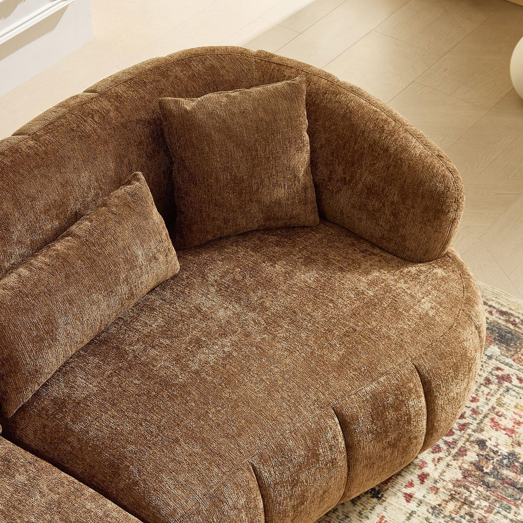 Curved Modern Sofa - 4-Seat Textured Fabric Couch.