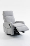 Grey Short Plush Swivel Armchair with Manual Button Detail