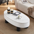Oval Coffee Table with Storage and Faux Marble.