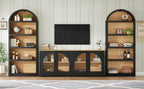 3-Piece Retro TV Stand Set with Bookshelf for Up to 70 TVs.
