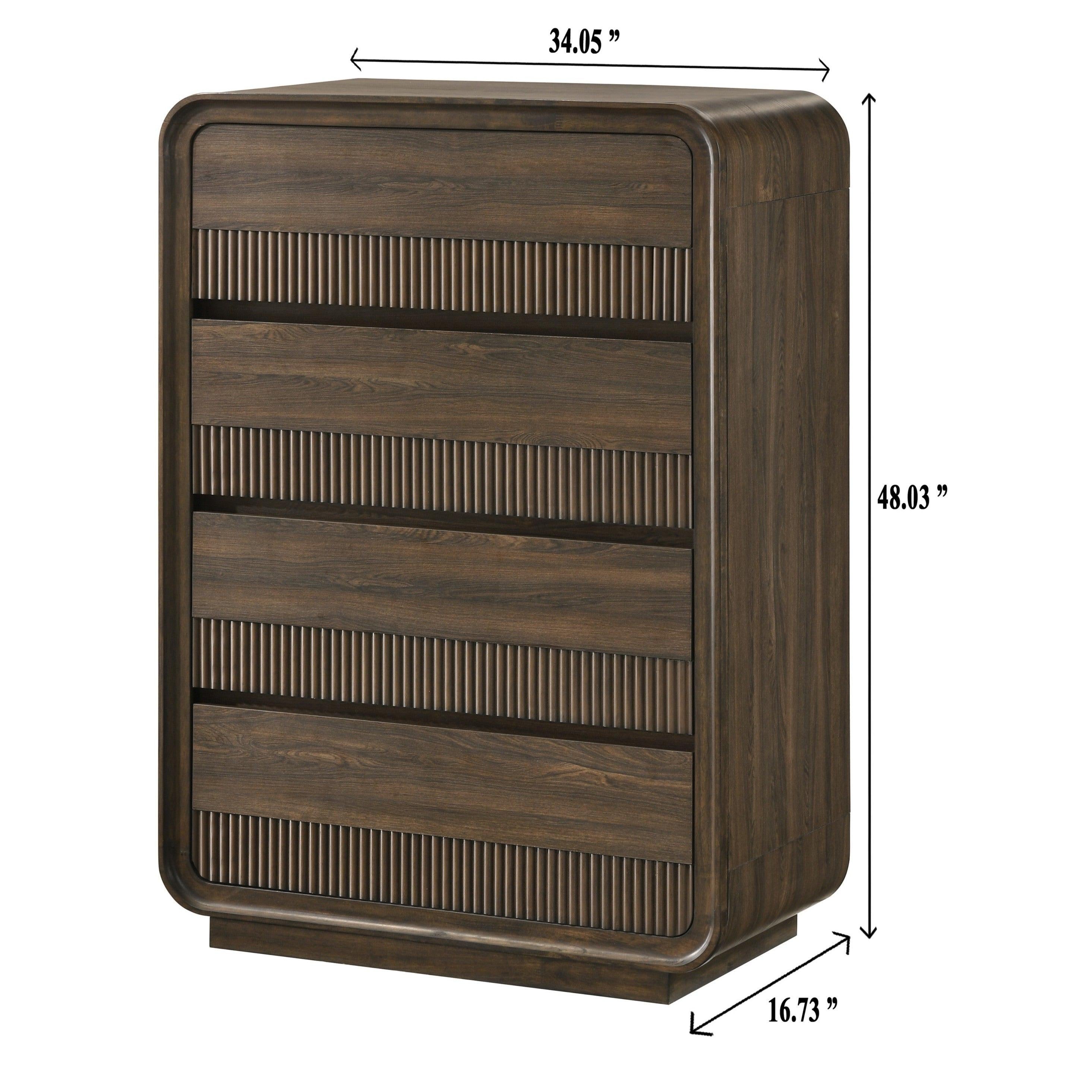 Mid-century Wooden Chest Storage with Five Drawers.