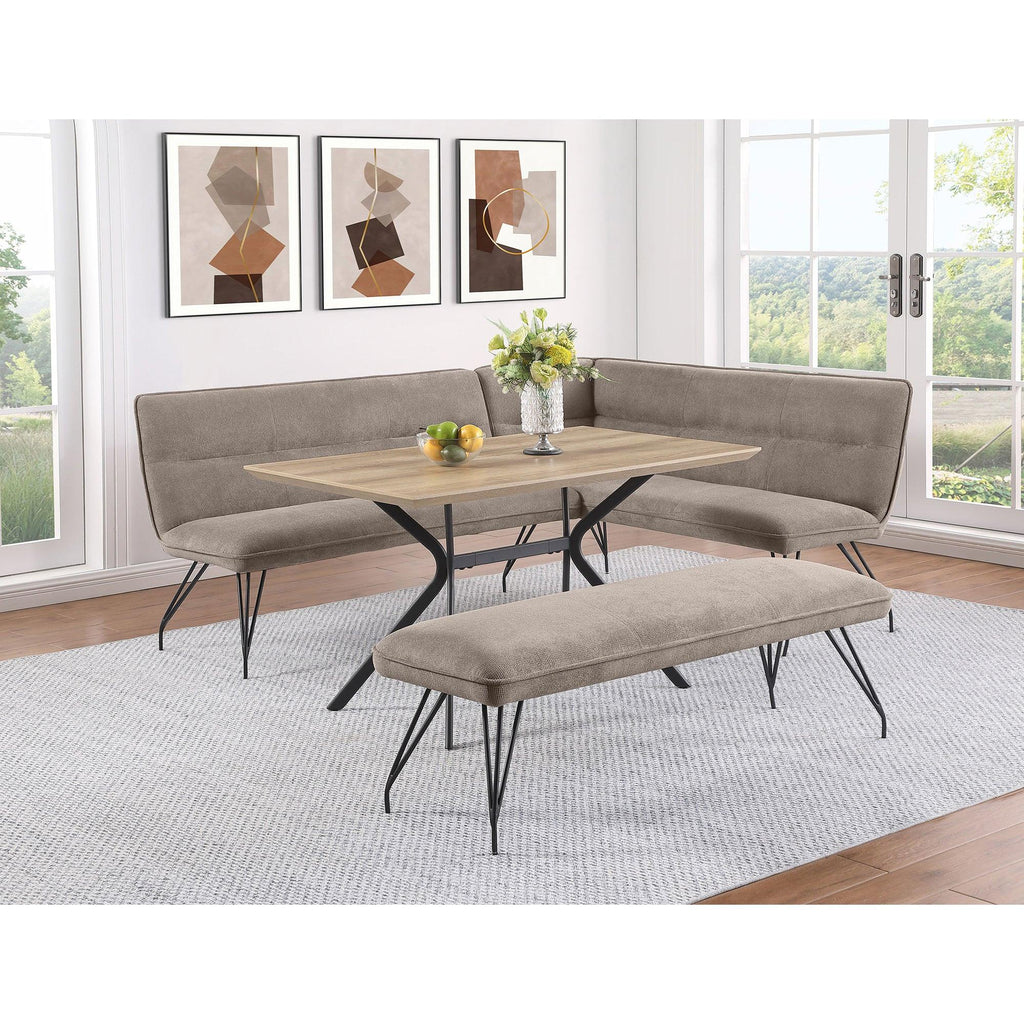 Taupe Upholstered L-Shaped Dining Bench.