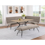 Taupe Upholstered L-Shaped Dining Bench.