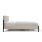 Cream Corduroy Queen Upholstered Bed With Metal Leg