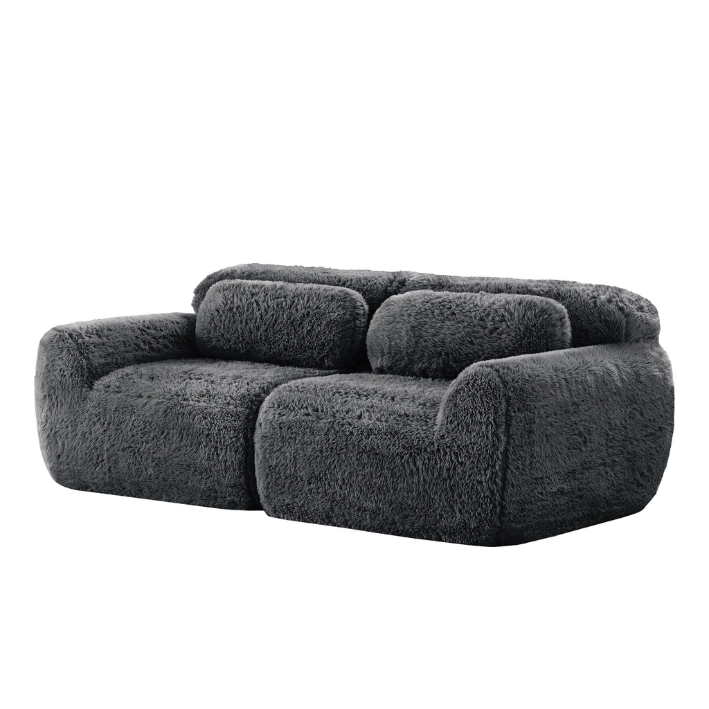 Plush fabric Modular Sofa in dark grey with soft contours and no-assembly design, perfect for cozy interiors.