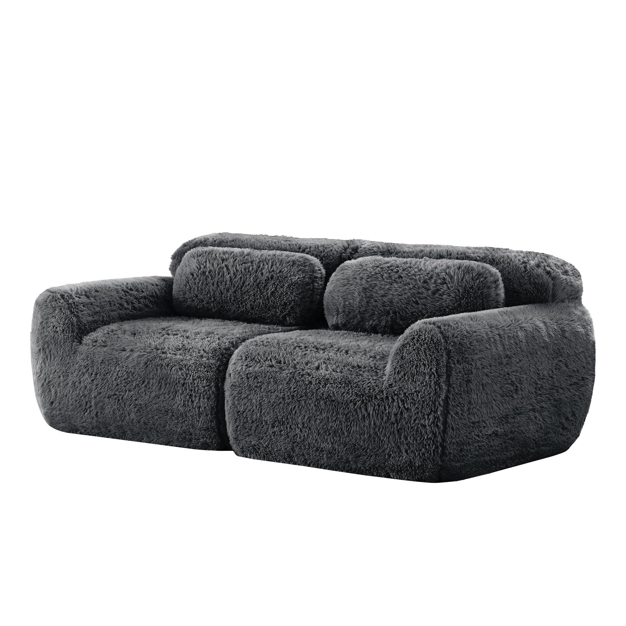 Plush fabric Modular Sofa in dark grey with soft contours and no-assembly design, perfect for cozy interiors.