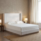 Hosford Wingback Bed King in Textured Ivory Canvas.