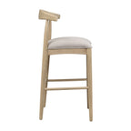 Side profile of Stylish Bar Stool - Pebble Fabric showing padded seat and angled backrest for ergonomic comfort and support.