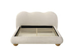 King Size Boucle Upholstered Bed with Wood Feet.