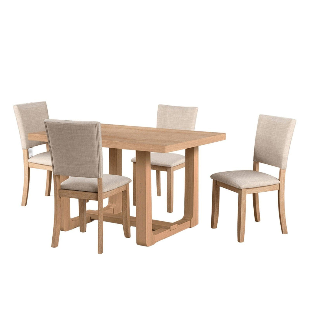 Transitional 5pc Dining Set with Natural Finish.