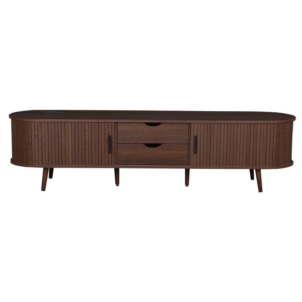Mid Century Modern TV Stand for 70-Inch TVs with Power Outlet.
