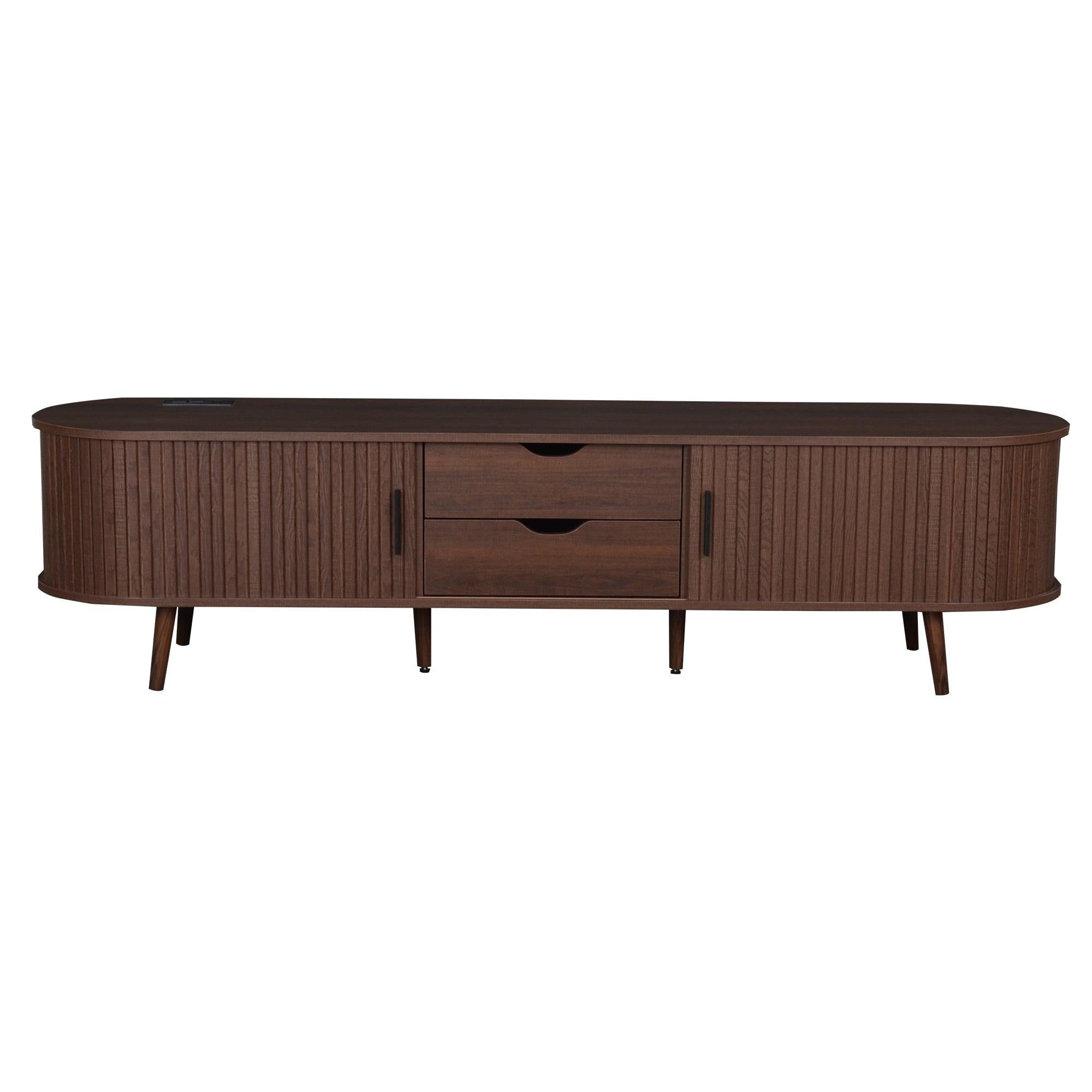Mid Century Modern TV Stand for 70-Inch TVs with Power Outlet.