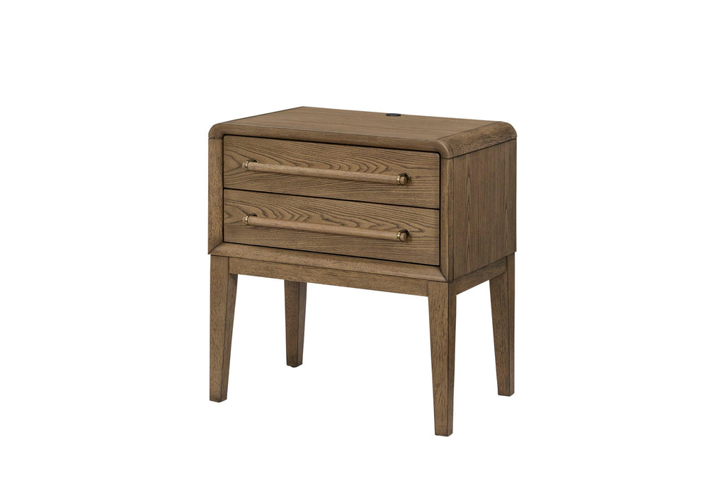 Solid Wood Latte Nightstand with Drawers.