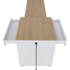 Expandable Kitchen Island with Dining Table & Power Outlet.