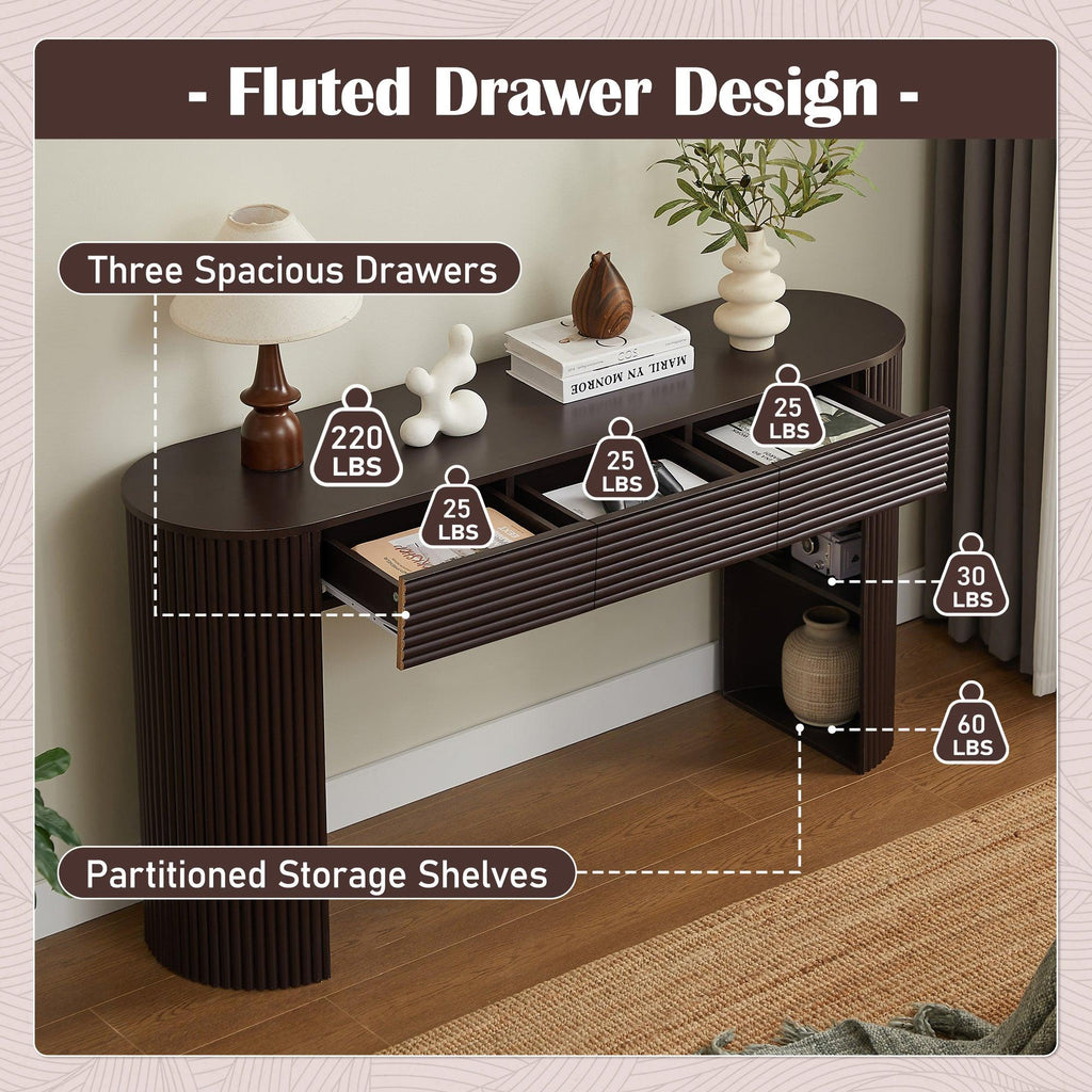 Retro Console Table with Storage for Living Room & Entryway.