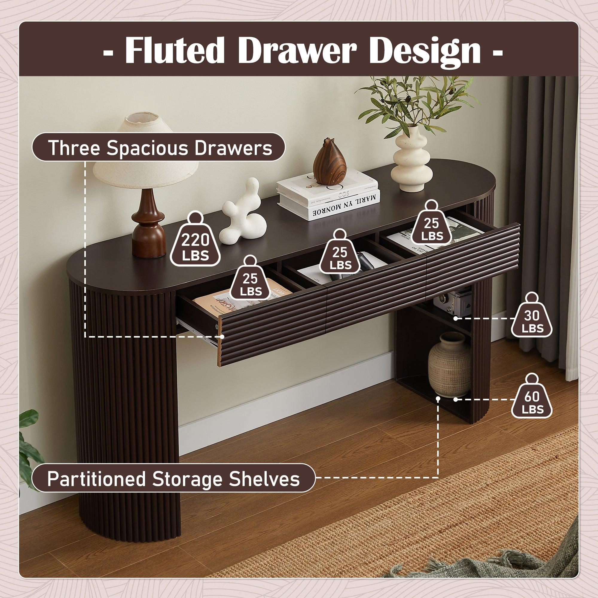 Retro Console Table with Storage for Living Room & Entryway.