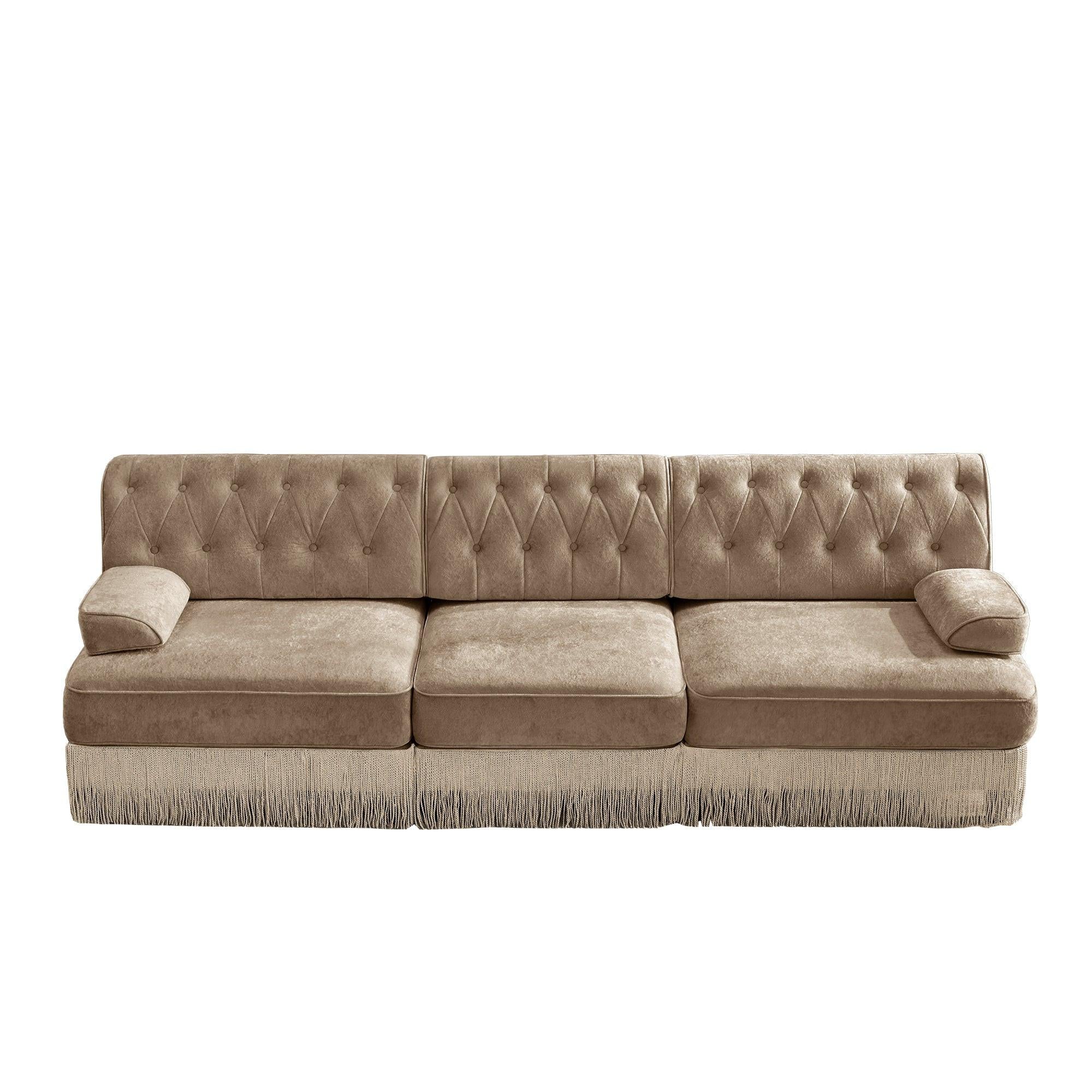 3-Seater Pet-friendly Velvet Sofa with Tassel Fringe Skirt.