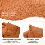 Close-up of 116'' compressed sofa no assembly showing soft particle chenille fabric, integrated cushions, and decorative stitching.