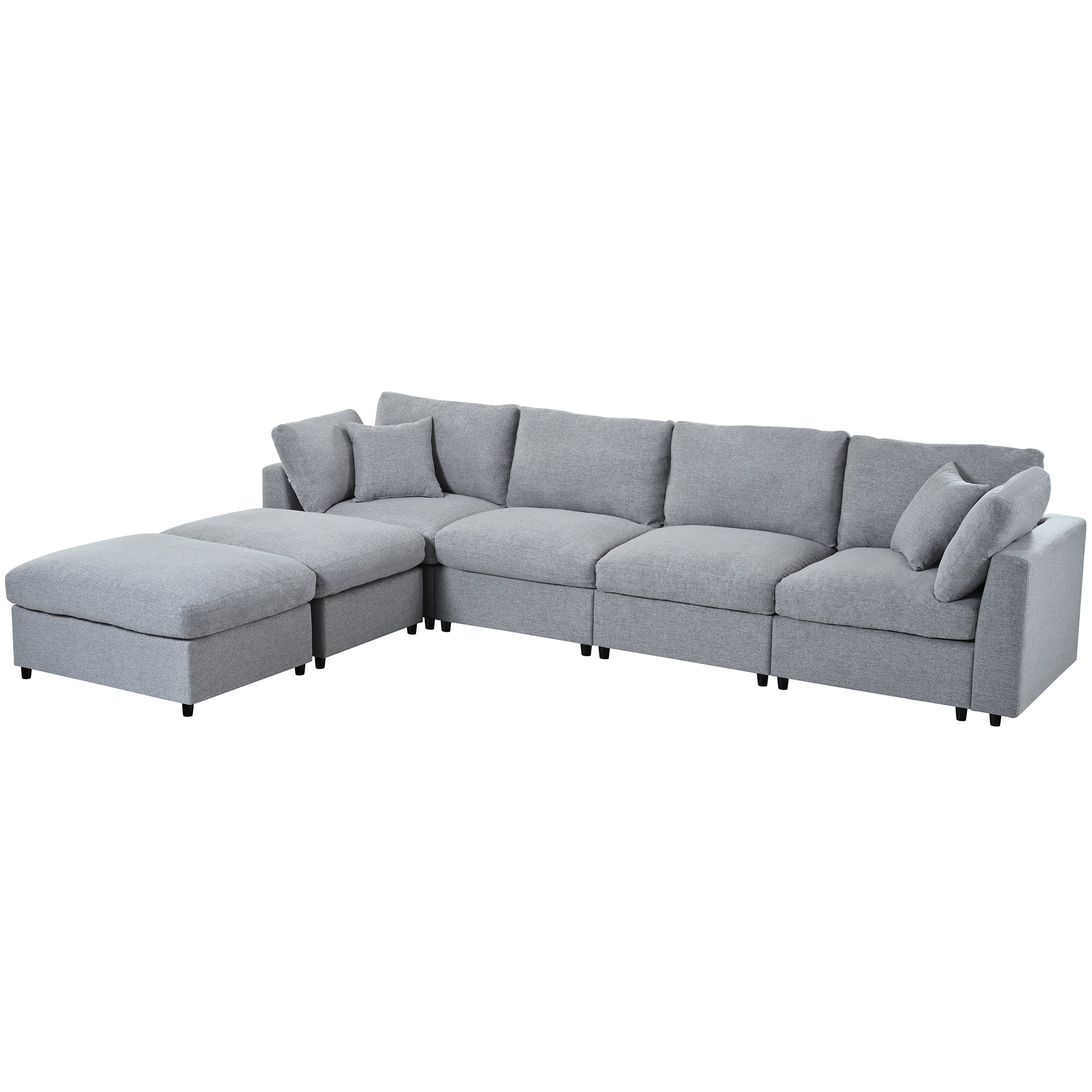 130' U-Shaped Sectional Sofa - Large & Versatile in alternate L-shape configuration with ottoman on the left for space-saving setup.