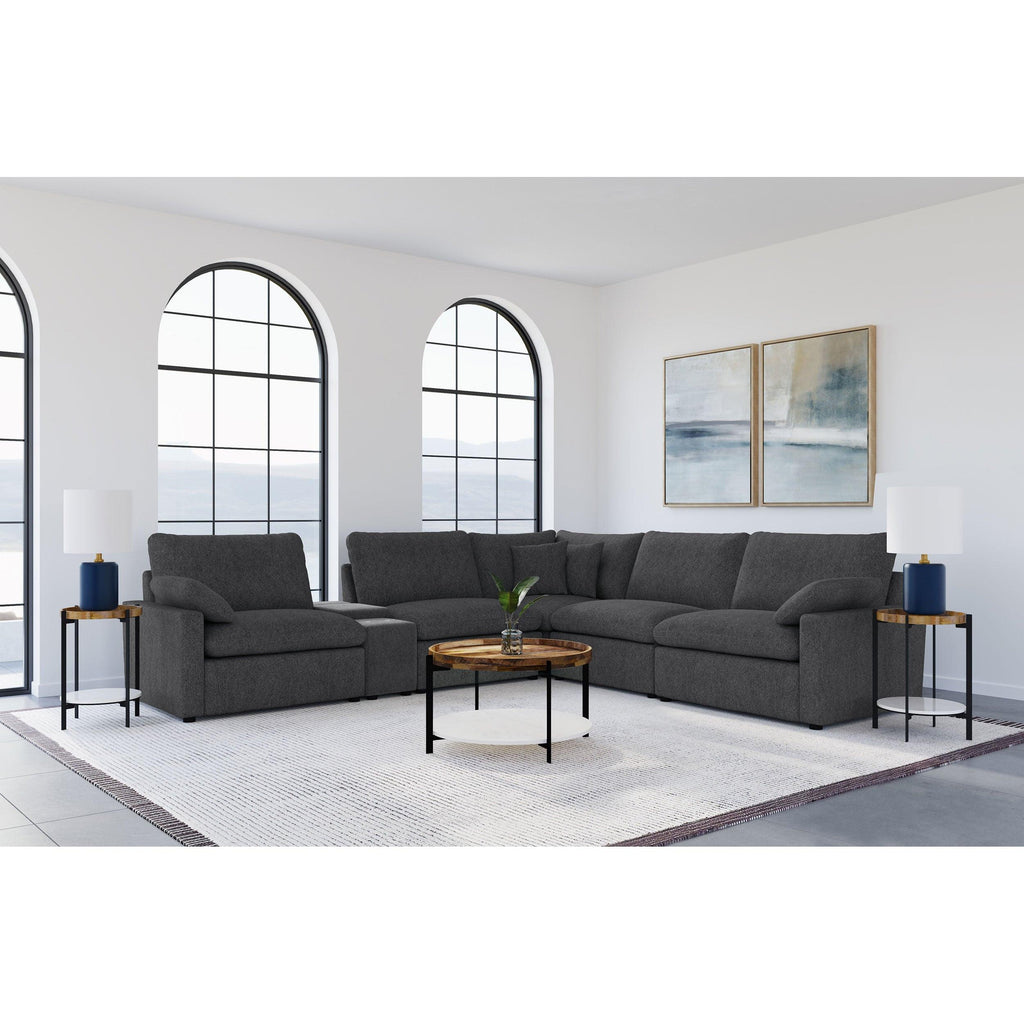 Hollander Dark Grey Modular Power Reclining Sectional Sofa.