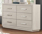 Light Gray Dresser with Mirror - Six Drawers Storage.