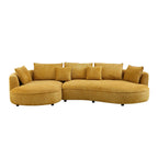 Oversized Yellow Boucle Sectional Sofa with Left Facing Chaise