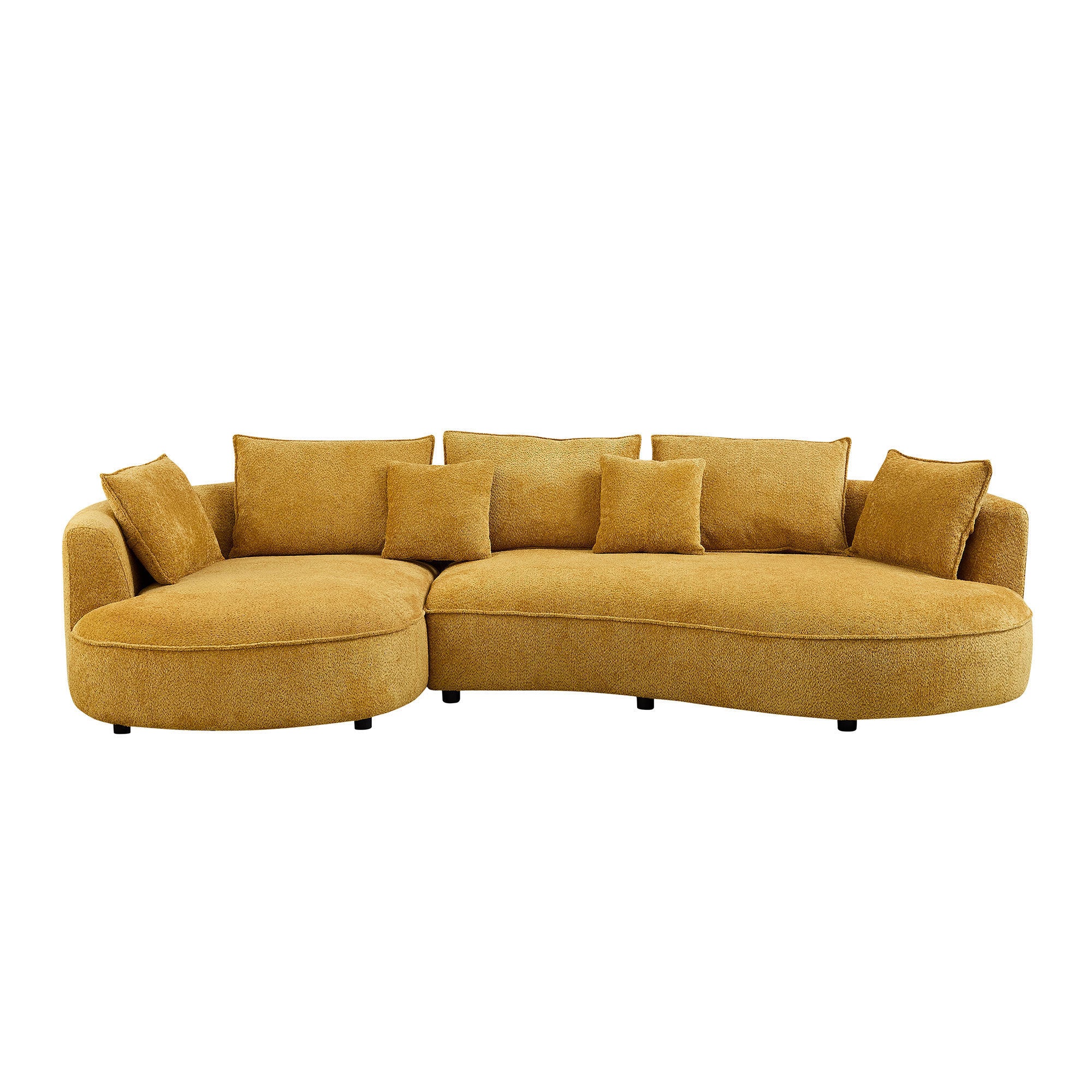 Oversized Yellow Boucle Sectional Sofa with Left Facing Chaise