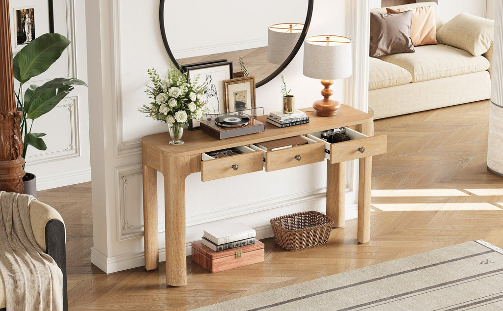 TREXM Rustic Console Table with Drawers for Entryway & Living Room.